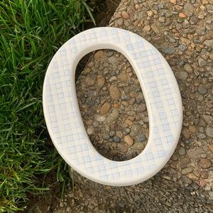 Blue Letter O Monogram Initial Ceramic Hanging Wall Art Nursery Wedding Office